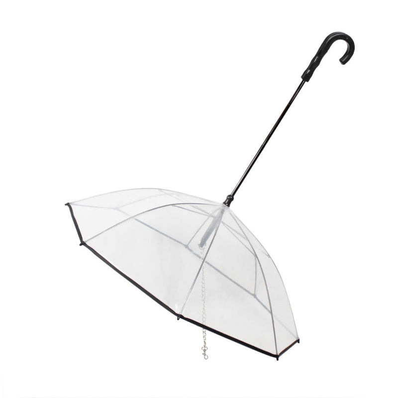 Dog Transparent Umbrella with Traction Chain – Removable Pet Accessory