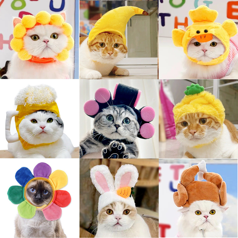 Pet Headgear Cute Dog Teddy Dress Up SUNFLOWER Cat Headdress Wig Cat Headgear Hat