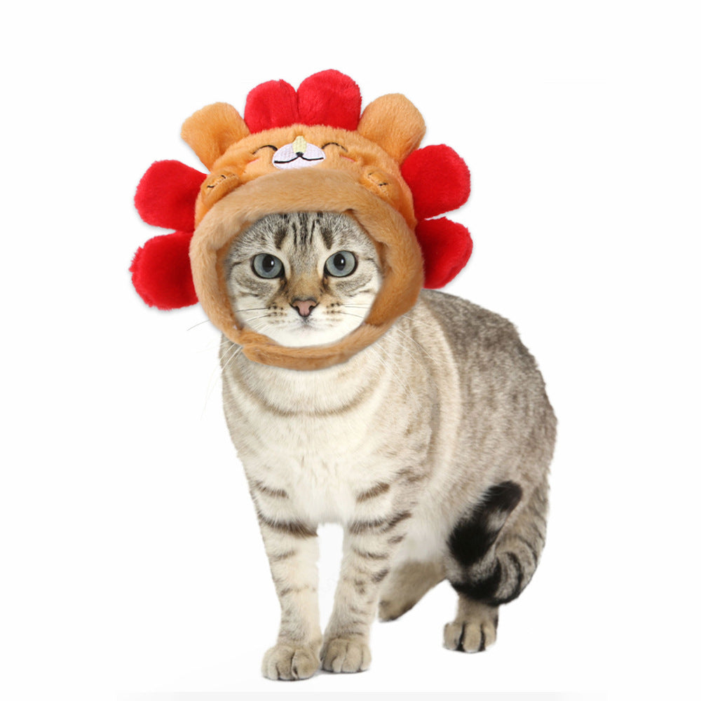 Pet Headgear Cute Dog Teddy Dress Up SUNFLOWER Cat Headdress Wig Cat Headgear Hat