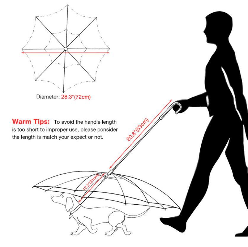 Dog Transparent Umbrella with Traction Chain – Removable Pet Accessory