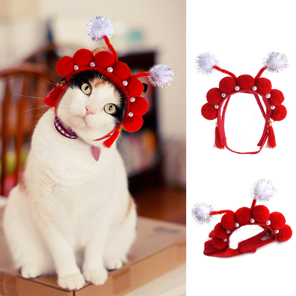 Pet Headgear Cute Dog Teddy Dress Up SUNFLOWER Cat Headdress Wig Cat Headgear Hat