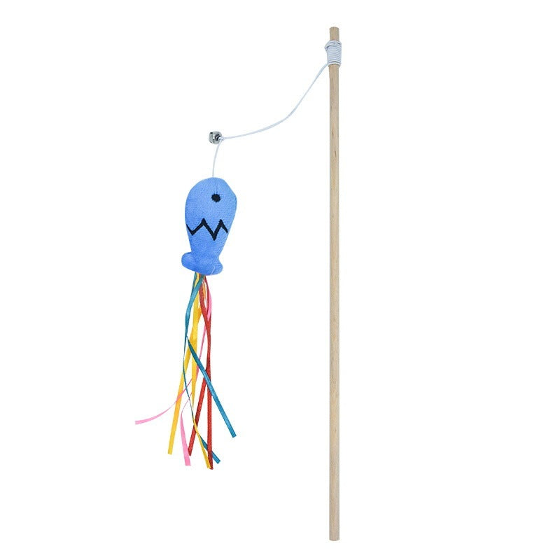 Colorful Cat Teaser Wand – Bells + Fish Design
