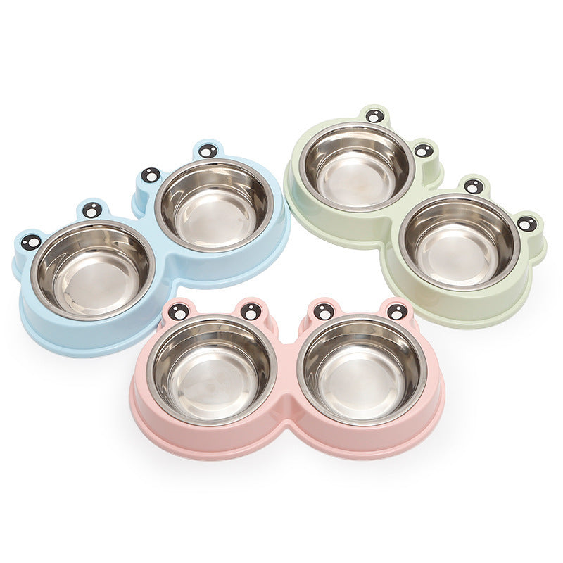 Stainless Steel Double Pet Bowl – Water + Food