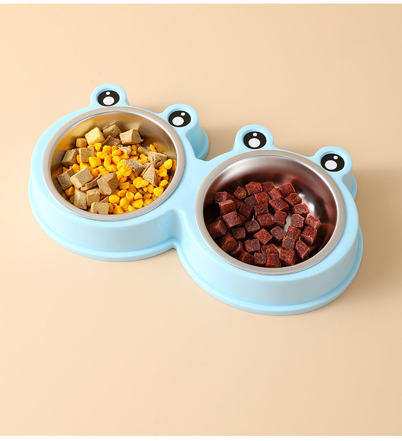 Stainless Steel Double Pet Bowl – Water + Food