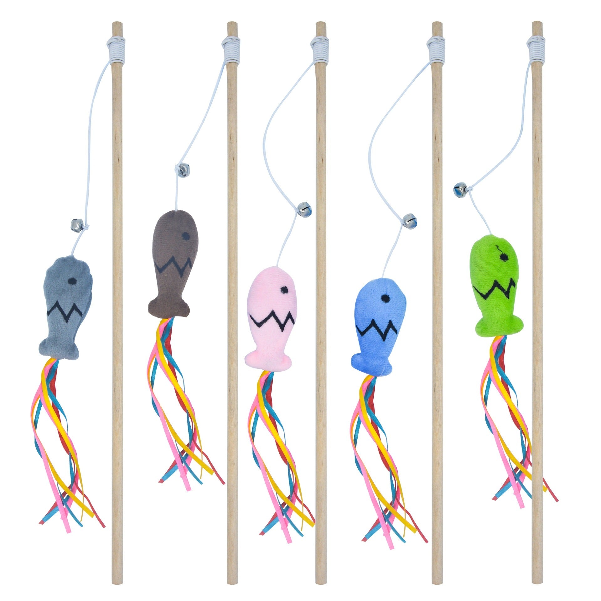 Colorful Cat Teaser Wand – Bells + Fish Design