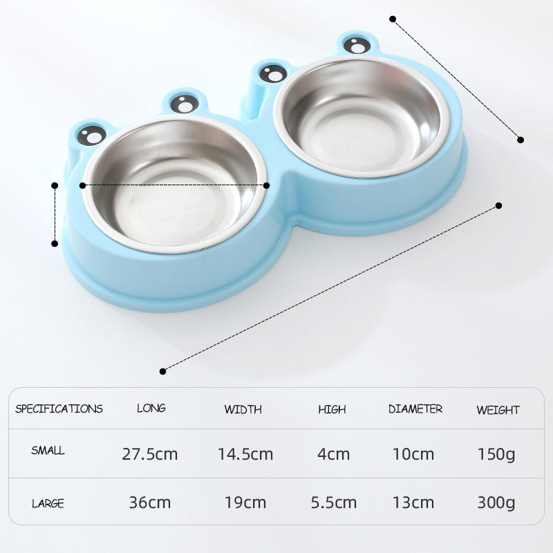 Stainless Steel Double Pet Bowl – Water + Food