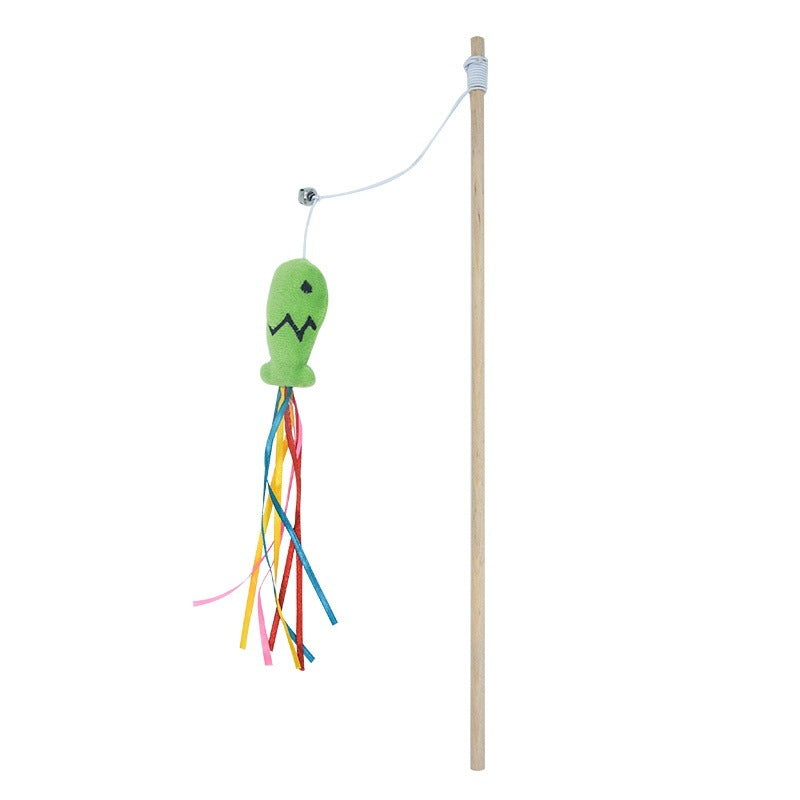 Colorful Cat Teaser Wand – Bells + Fish Design