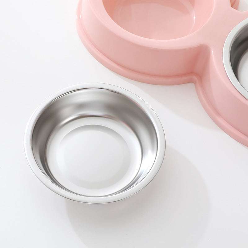 Stainless Steel Double Pet Bowl – Water + Food