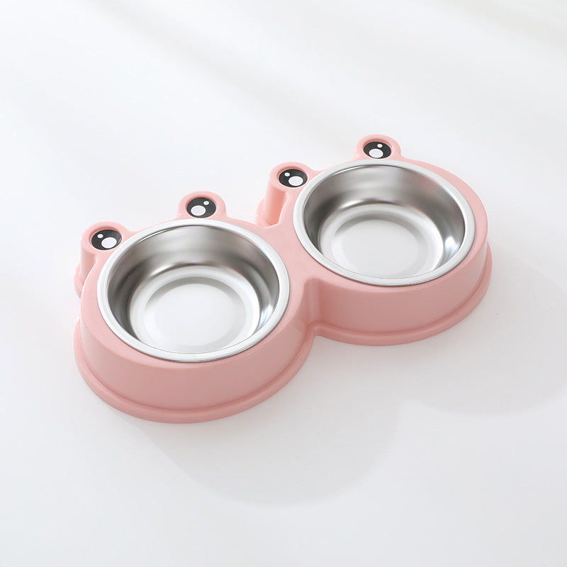 Stainless Steel Double Pet Bowl – Water + Food