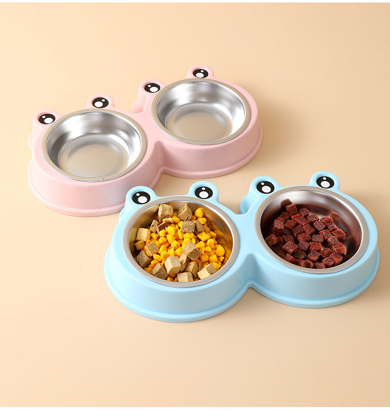 Stainless Steel Double Pet Bowl – Water + Food