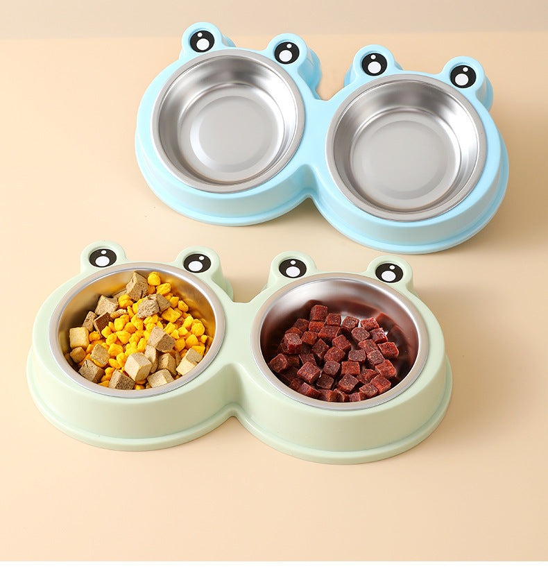 Stainless Steel Double Pet Bowl – Water + Food